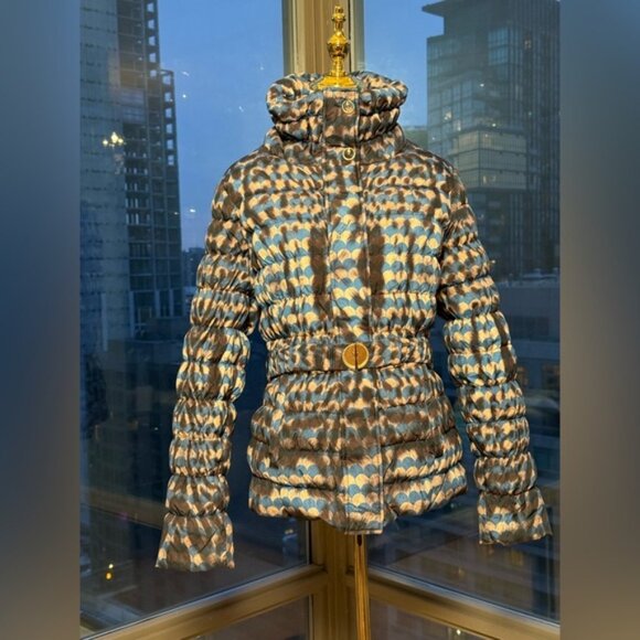 🆕 CAVALLI CLASS 🧿 Blue Spotted Down Filled Puffer Jacket, Sz IT44 US 8 - Picture 4 of 16